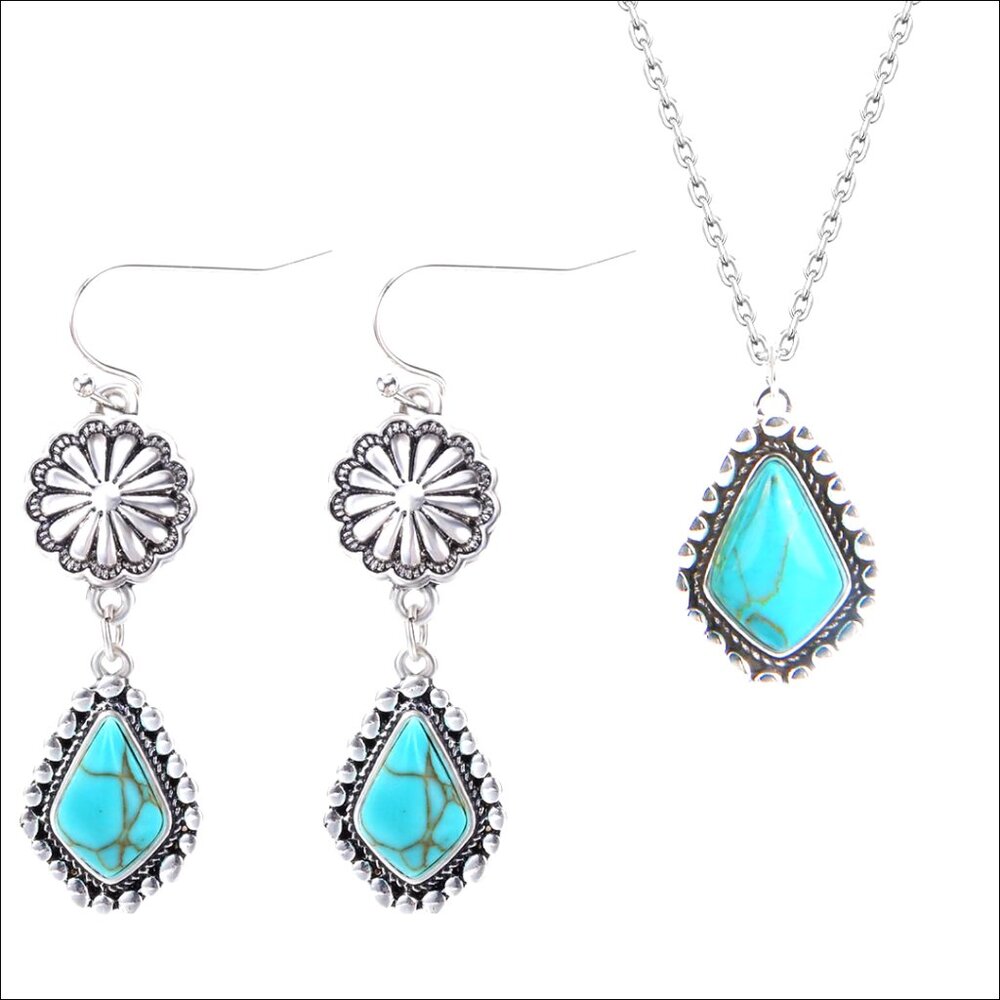 925 Sterling Silver Turquoise Jewelry Set With Gift Box